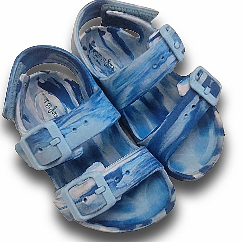 Cat & Jack Ade Footbed Sandals Toddler SZ 6T Blue & White Tie-Dye